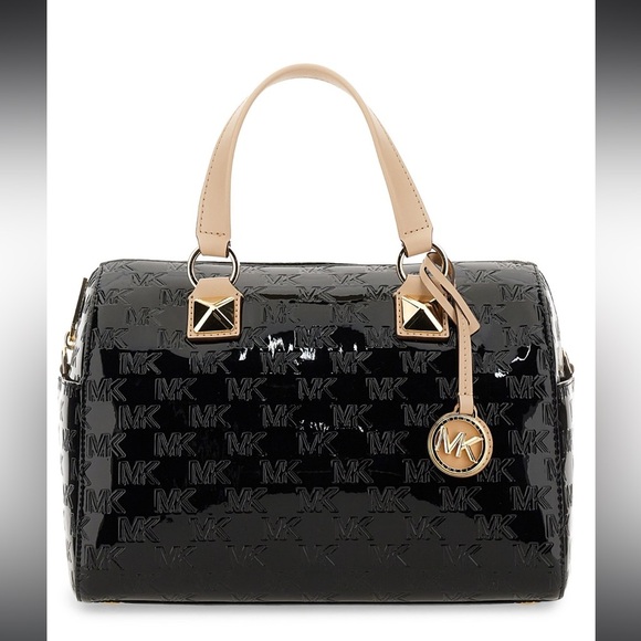 FINAL $$DROP!!BLACK PATENT MICHAEL KORS GRAYSON MEDIUM SACHEL AUTHENTIC - Picture 2 of 15
